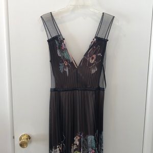 Floor length pleated floral gown